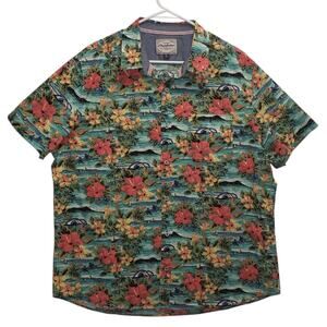 Flag & Anthem Tropical Floral Button-Down Shirt Size XL Retro Dadcore